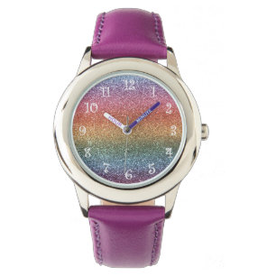 Reloj De Pulsera Purpurina del arco iris