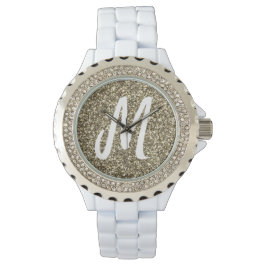 Reloj De Pulsera Purpurina dorado plateado luce elegante monogramad