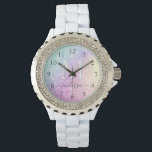 Reloj De Pulsera Purpurina glamoroso Holograma Bonito monogramada<br><div class="desc">Personalice fácilmente este elegante y colorido patrón de purpurina bokeh con su nombre personalizado y/o monograma.</div>