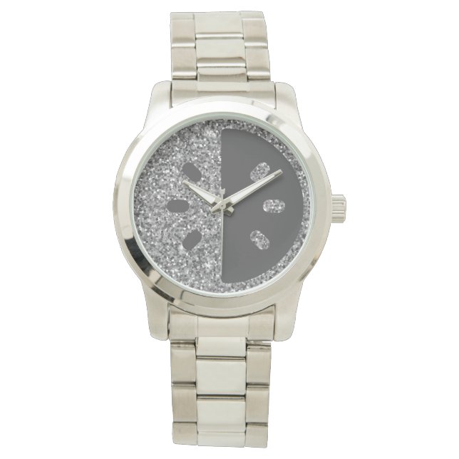 Reloj De Pulsera Purpurina plateado (Anverso)