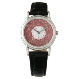 Reloj De Pulsera Purpurina Rojo Faux Texture Aspecto Gráfico -