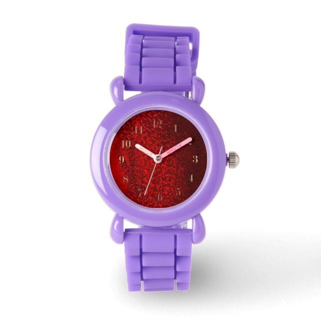 Reloj De Pulsera Purpurina rojo y negro (Anverso)