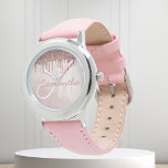 Reloj De Pulsera Purpurina Rosa Chicas de oro<br><div class="desc">Este diseño fue creado a través del arte digital y puede ser personalizado en el área que proporciona cambiando la foto y/o el texto. O puede personalizarse eligiendo la opción de hacer clic en el personalizar y borrar o cambiar el color del fondo, agregar texto, cambiar el color o estilo...</div>