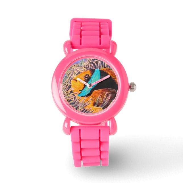 Reloj De Pulsera Purpurina Rosa de Anemone Fish Chica (Anverso)
