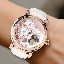 Reloj De Pulsera Purpurina Rosa Flores Floral 40 cumpleaños foto