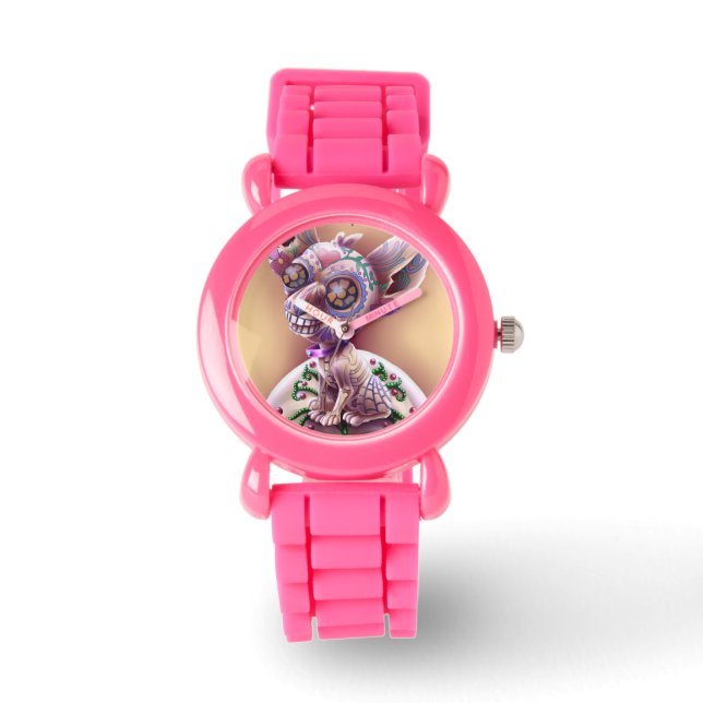 Reloj De Pulsera Purpurina rosa mira a Chico El Chihuahua (Anverso)