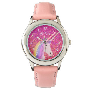 Reloj De Pulsera Purpurina rosa unionornio - Esparkle Kid's