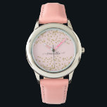 Reloj De Pulsera Purpurina rosa y dorado<br><div class="desc">Diseñado para coordinar con nuestra colección de bodas Purpurinas rosados y dorados, este reloj lindo presenta un borde purpurina dorado sobre fondo rosado. Para una personalización más avanzada de este diseño, haga clic en el botón "PERSONALIZAR" de arriba. Tenga en cuenta que el purpurina es como efecto impreso y no...</div>