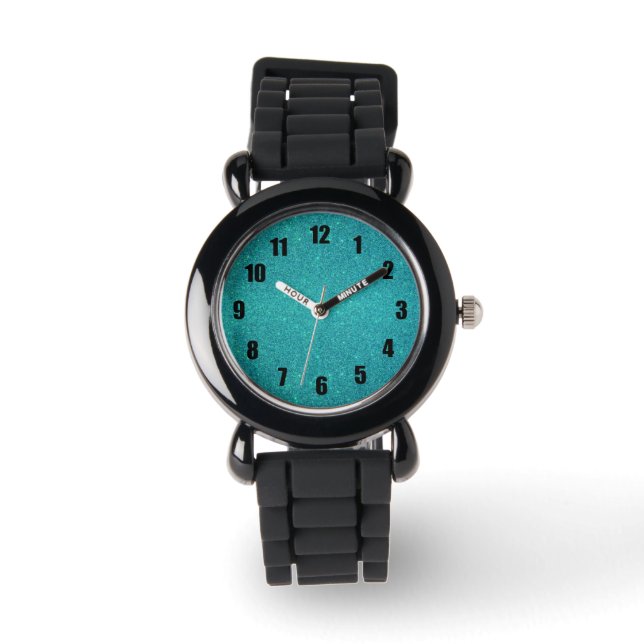 Reloj De Pulsera Purpurina turquesa (Anverso)