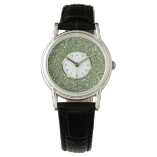 Reloj De Pulsera Purpurina verde falso  Textura tipo gráfico -