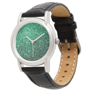 Reloj De Pulsera Purpurinas de imitación de Emerald Green brillan