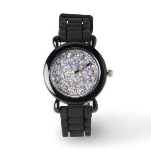 Reloj De Pulsera Purpurinoso plateado sin soldadura despierta purpu