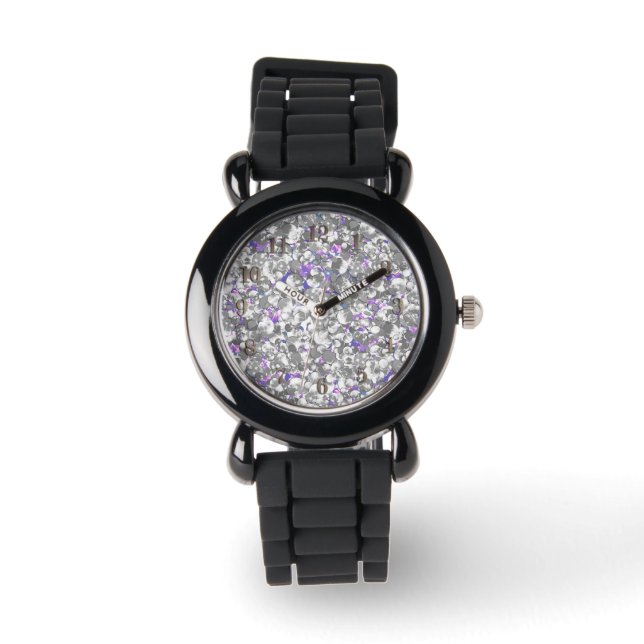 Reloj De Pulsera Purpurinoso plateado sin soldadura despierta purpu (Anverso)