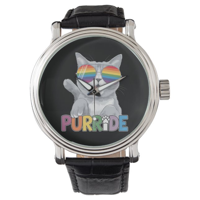 Reloj De Pulsera Purride Cat gafas de sol orgullo gay Rainbow LGBTQ (Anverso)