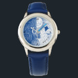 Reloj De Pulsera Que el sol brille en Blue Watch<br><div class="desc">Este reloj caprichoso muestra a una joven chica abriendo su puerta al sol. Se puede personalizar con una línea de texto. Un gran regalo para cualquier chica.</div>