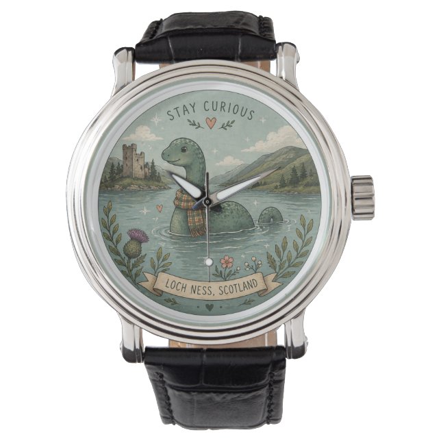 Reloj De Pulsera Quédate Curioso Acogedor Críptido Nessie Monstruo  (Anverso)