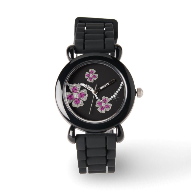 Reloj De Pulsera Quiero Usar Diamantes Chica De Flor Fiesta (Anverso)