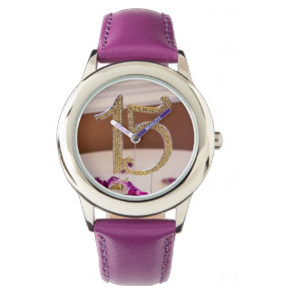 Reloj De Pulsera Quinceanera de Leslie Acero inoxidable Purple Watc