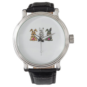 Reloj De Pulsera Rabbits Bunnies Leopard Camouflage Feliz Pascua Da