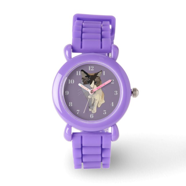 Reloj De Pulsera Ragdoll cat, Dusty Purple (Anverso)