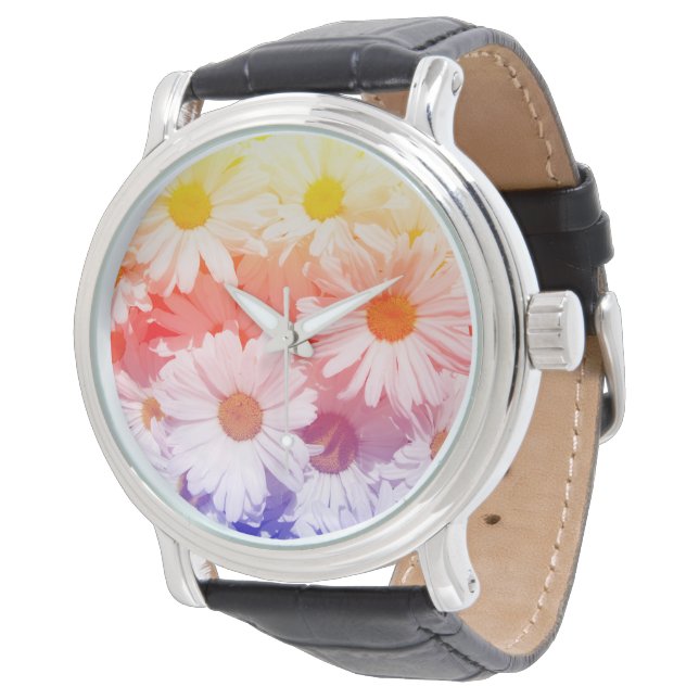 Reloj De Pulsera Rainbow Daisies Watch (Angular)