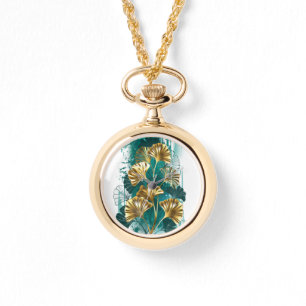 Reloj De Pulsera Rama con hojas doradas Ginko Biloba