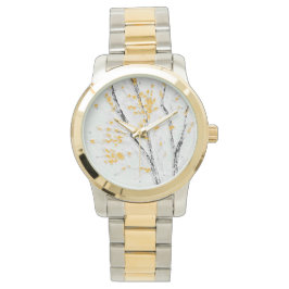 Reloj De Pulsera Ramas de árboles de otoño con hojas amarillas de o