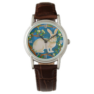 Reloj De Pulsera Ramas de conejo y flores silvestres
