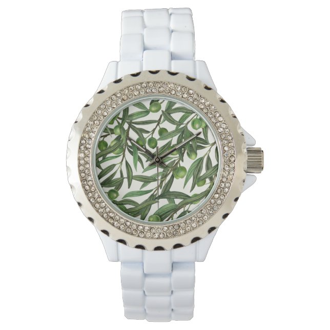 Reloj De Pulsera Ramas de olivo blanquecinas (Anverso)