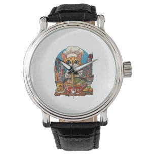 Reloj De Pulsera Ramen Neko - Comida Anime, Chef Funny Gato