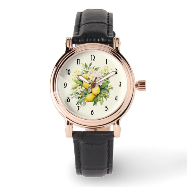 Reloj De Pulsera Ramo de limón con flores blancas (Anverso)