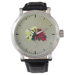 Reloj De Pulsera Ramo de poinsettia roja y amarilla