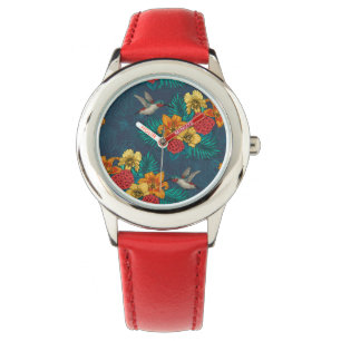 Reloj De Pulsera Ramos tropicales y colibríes