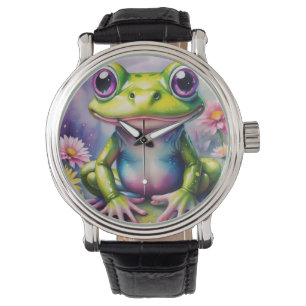 Reloj De Pulsera Rana con arte digital de flores