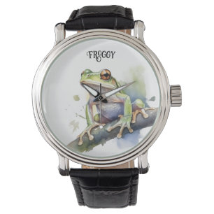 Reloj De Pulsera Rana de árbol de acuarela, personalizado