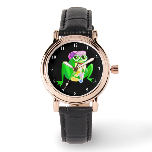 Reloj De Pulsera Rana de la Fiesta Feliz - (Anverso)