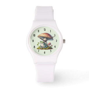 Reloj De Pulsera Rana debajo de una seta naturaleza linda
