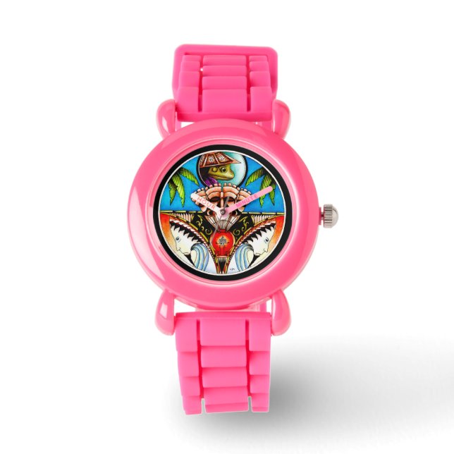 Reloj De Pulsera Rana del tatuaje tiki (Anverso)
