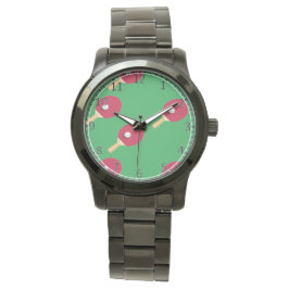 Reloj De Pulsera Raqueta de tenis de mesa y bola en verde