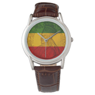 Reloj De Pulsera Rasta Haile Selassie observa los colores rastafari
