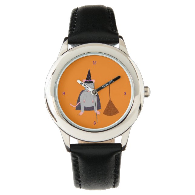 Reloj De Pulsera Rata de bruja de Halloween y sala (Anverso)