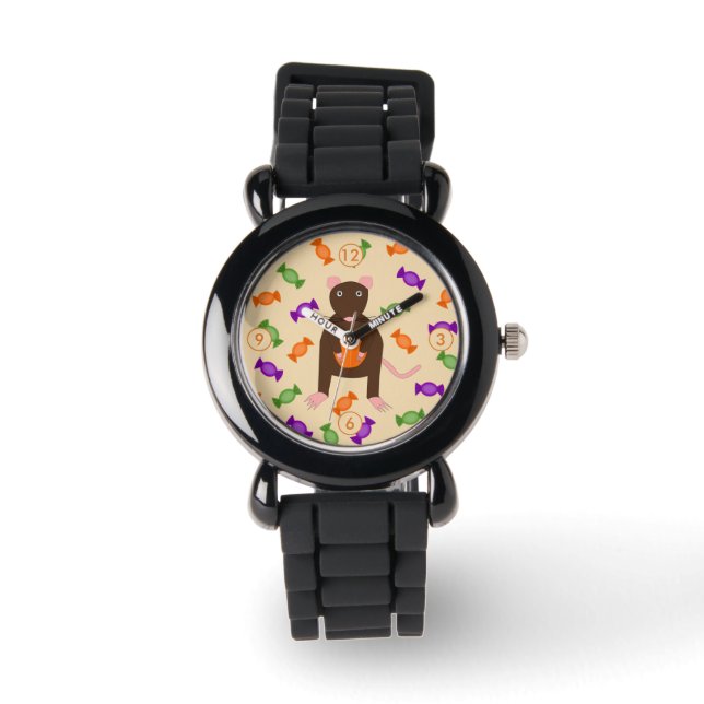 Reloj De Pulsera Rata de Halloween y calabaza (Anverso)
