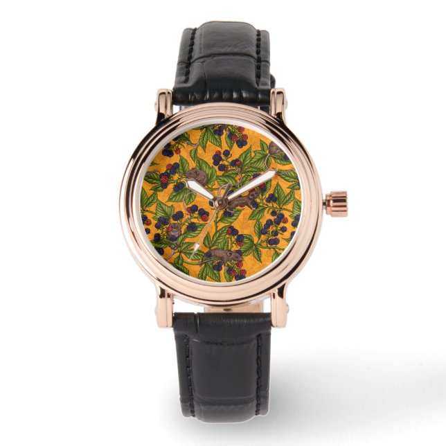 Reloj De Pulsera Ratones y moras amarillas (Anverso)
