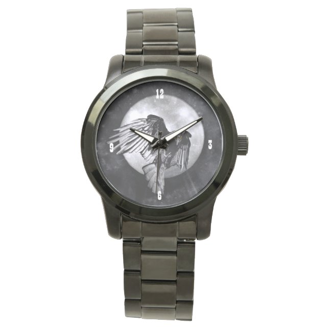 Reloj De Pulsera Raven y mística de luna llena (Anverso)
