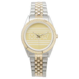 Reloj De Pulsera Rayas amarillas personalizado monogramas