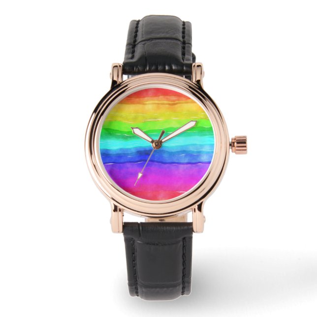 Reloj De Pulsera Rayas arcoiris acuáticas (Anverso)