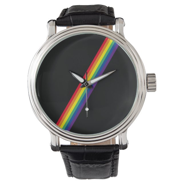 Reloj De Pulsera Rayas arcoiris Geométricas mínimas (Anverso)