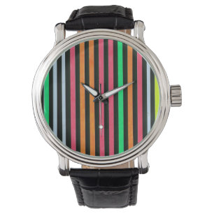 Reloj De Pulsera Rayas arcoiris pintadas negro