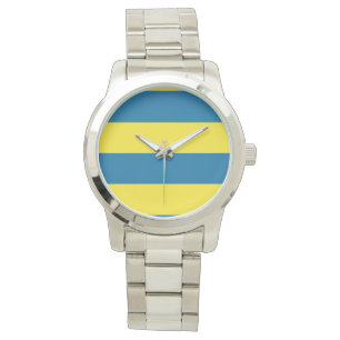 Reloj De Pulsera Rayas   Azul y Amarillo   PERSONALIZABLE