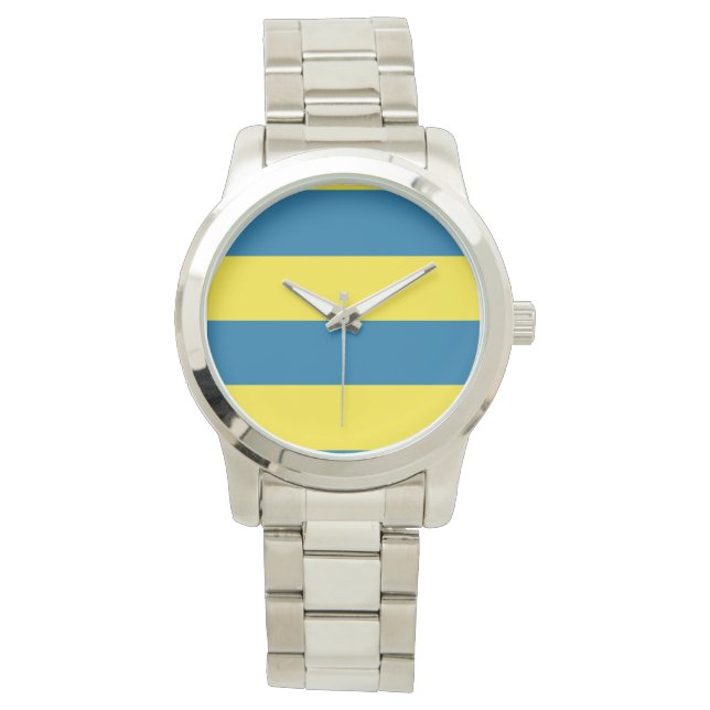 Reloj De Pulsera Rayas | Azul y Amarillo | PERSONALIZABLE (Anverso)